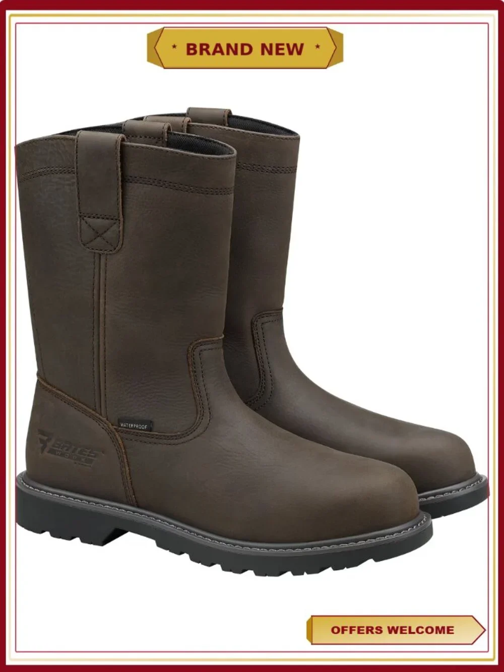 Waterproof Steel Toe Pull-On Work Boot for Men